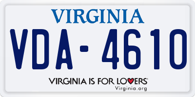 VA license plate VDA4610