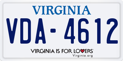 VA license plate VDA4612