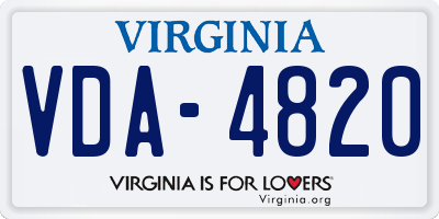 VA license plate VDA4820