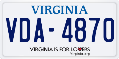 VA license plate VDA4870