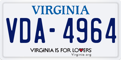 VA license plate VDA4964