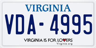 VA license plate VDA4995