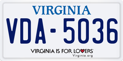 VA license plate VDA5036