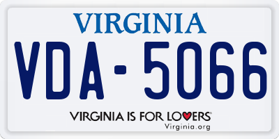 VA license plate VDA5066
