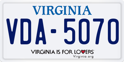 VA license plate VDA5070
