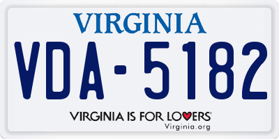 VA license plate VDA5182