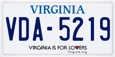 VA license plate VDA5219