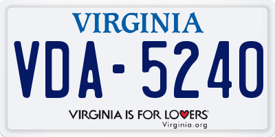 VA license plate VDA5240