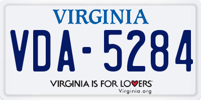 VA license plate VDA5284
