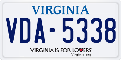 VA license plate VDA5338