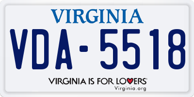 VA license plate VDA5518
