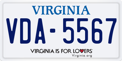 VA license plate VDA5567
