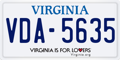 VA license plate VDA5635