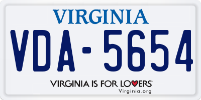 VA license plate VDA5654
