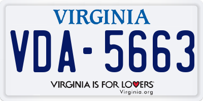 VA license plate VDA5663