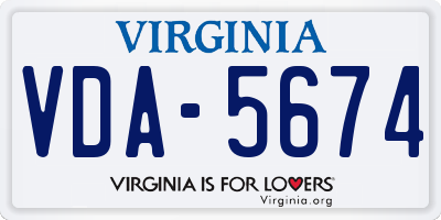 VA license plate VDA5674