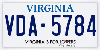 VA license plate VDA5784