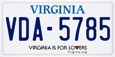 VA license plate VDA5785