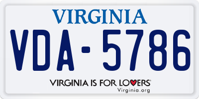 VA license plate VDA5786