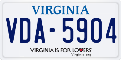 VA license plate VDA5904