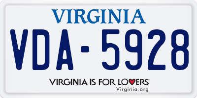 VA license plate VDA5928