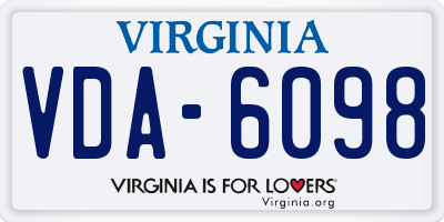 VA license plate VDA6098