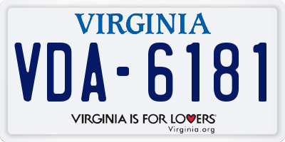 VA license plate VDA6181