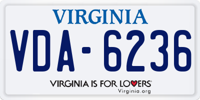 VA license plate VDA6236