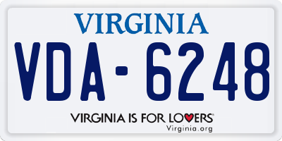 VA license plate VDA6248