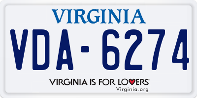 VA license plate VDA6274