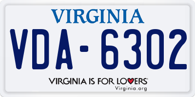 VA license plate VDA6302