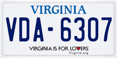 VA license plate VDA6307