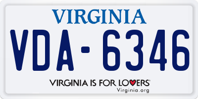 VA license plate VDA6346