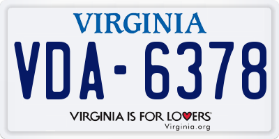 VA license plate VDA6378