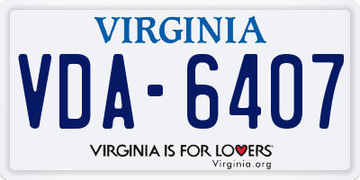 VA license plate VDA6407