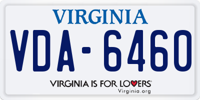 VA license plate VDA6460