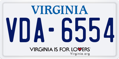 VA license plate VDA6554