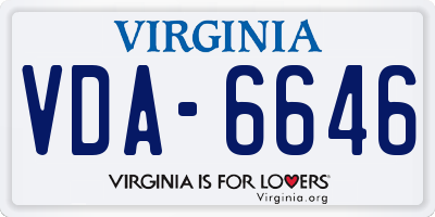 VA license plate VDA6646