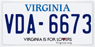 VA license plate VDA6673
