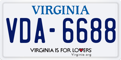 VA license plate VDA6688