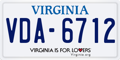 VA license plate VDA6712