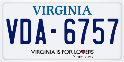 VA license plate VDA6757