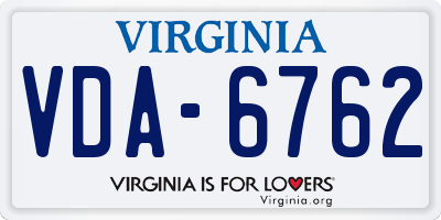 VA license plate VDA6762