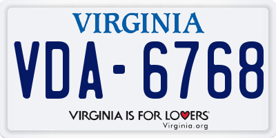 VA license plate VDA6768