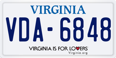 VA license plate VDA6848