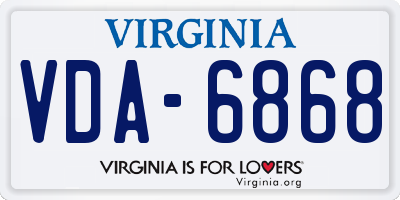 VA license plate VDA6868
