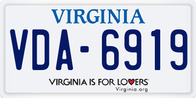 VA license plate VDA6919