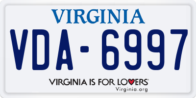 VA license plate VDA6997