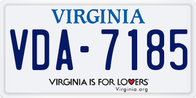 VA license plate VDA7185