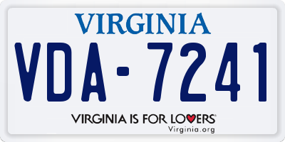 VA license plate VDA7241